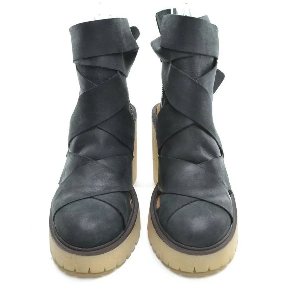 Free People Blake Black Platform Sandals 38 New in Box